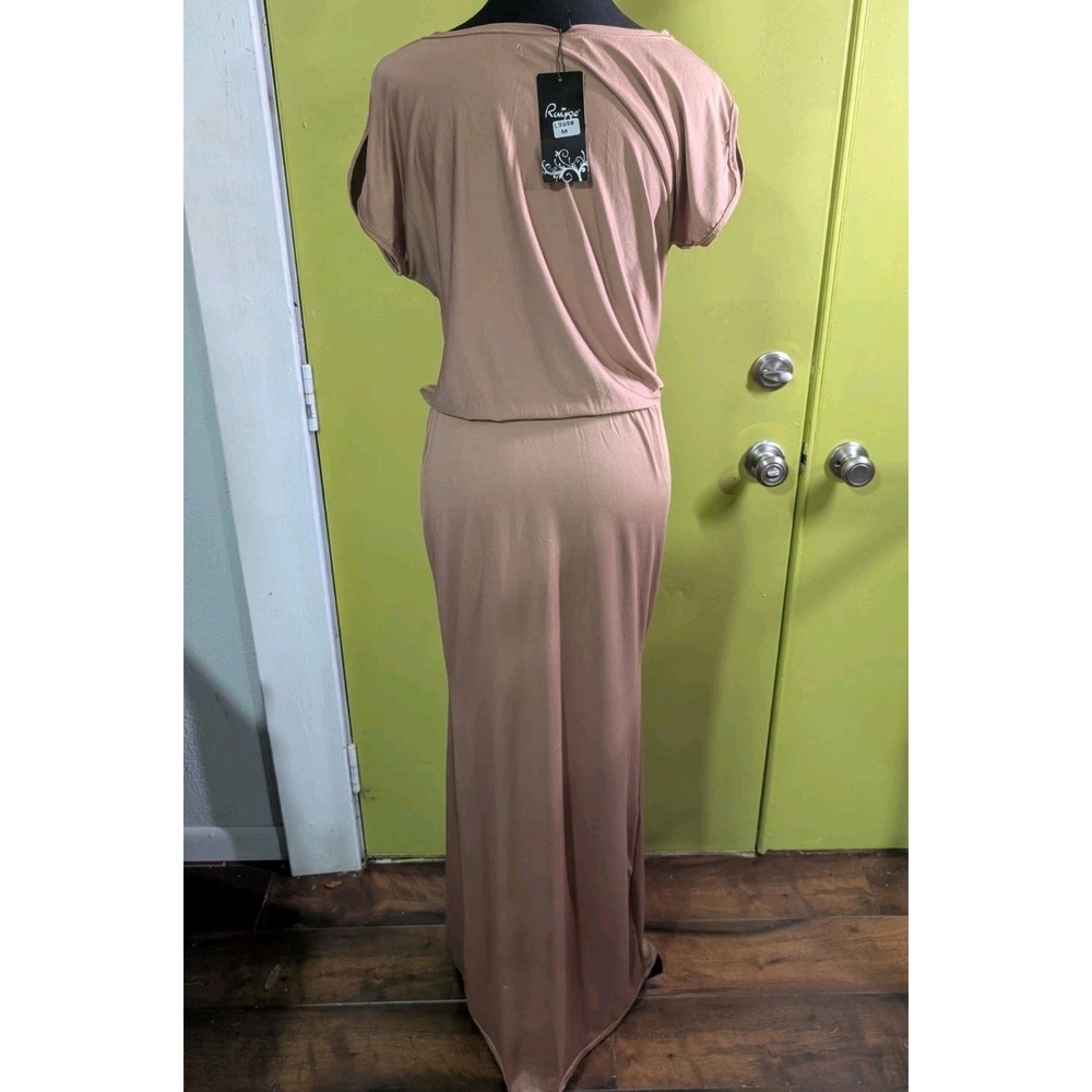 Ruiyize Womens Maxi Dress Medium NWT Tan Stretch Minimalist Lounge Dress - Picture 2 of 9